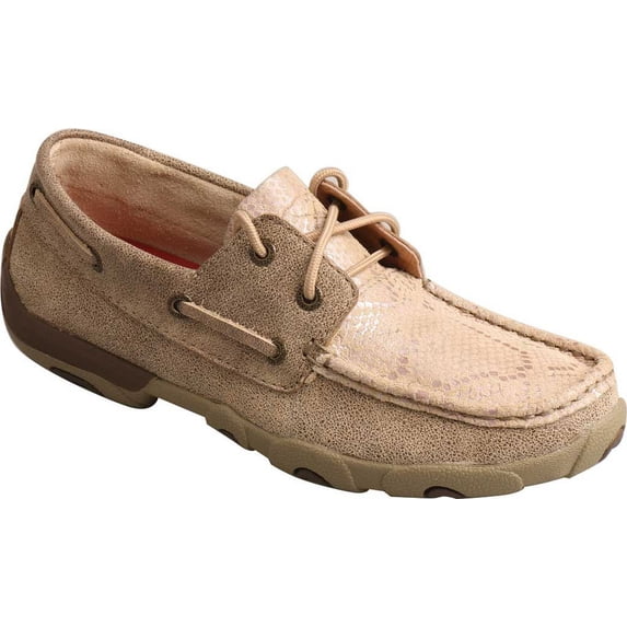 Women's Twisted X WDM0120 Driving Moc Dusty Tan/Snake Print Leather 7.5 M