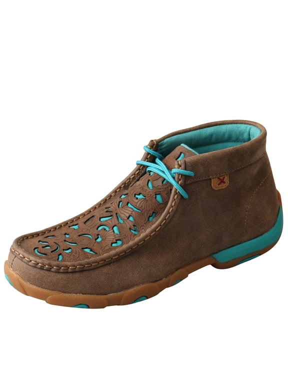 Women's Twisted X WDM0126 Driving Moc Chukka Bomber/Turquoise Leather 6.5 M