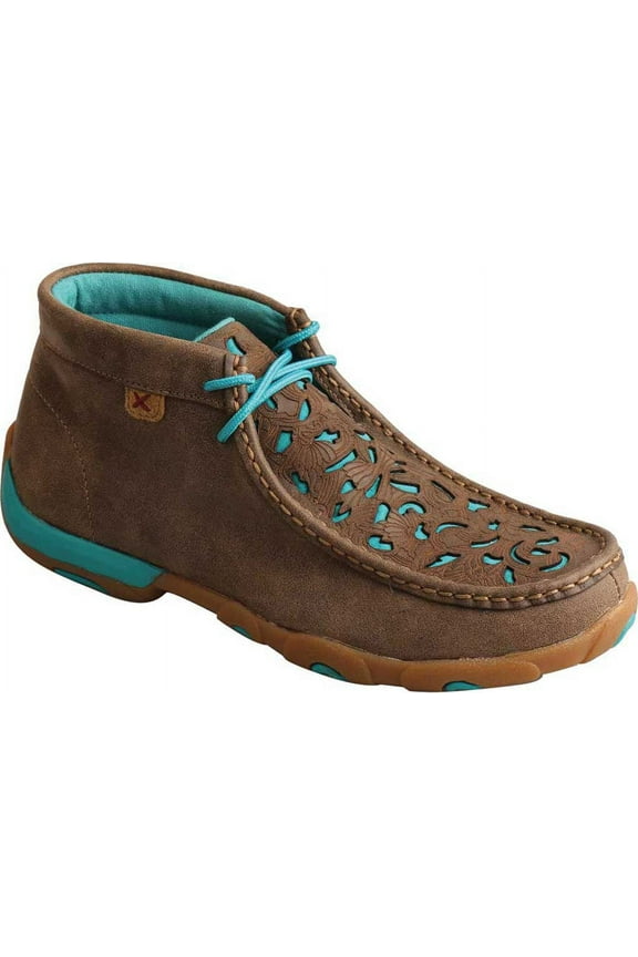 Women's Twisted X WDM0126 Driving Moc Chukka Bomber/Turquoise Leather 9.5 M
