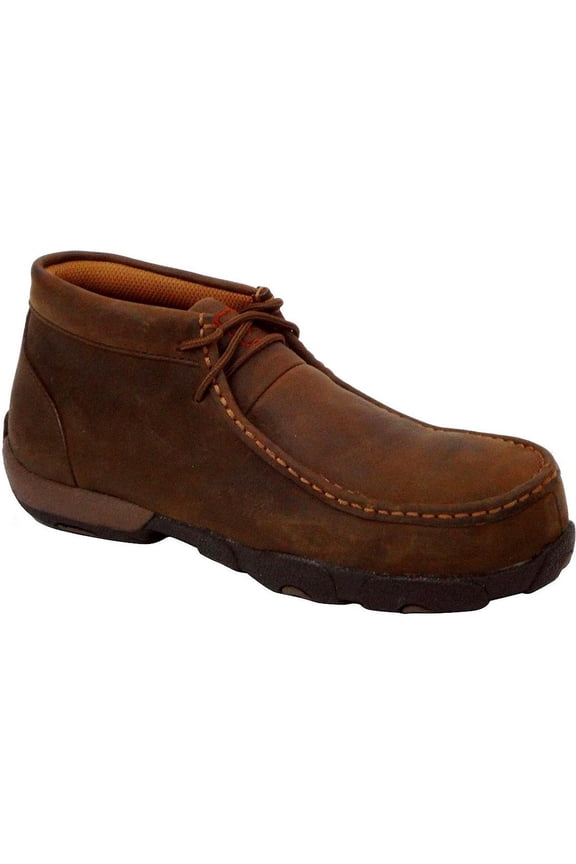 Women's Twisted X WDMST01 Steel Toe Moc Work Shoe Distressed Saddle Leather 11 W
