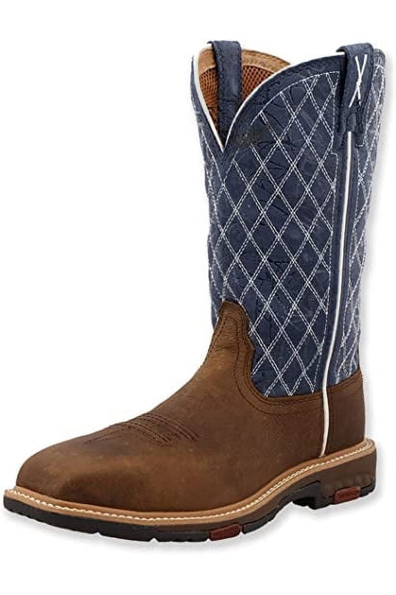 Women's Twisted X WXBN001 11" Western Composite Toe Work Boot Brown/Blue Full Grain Leather 8.5 B