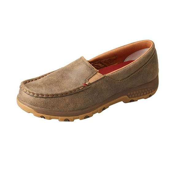 Women's Twisted X WXC0004 CellStretch Casual Slip On Driving Moc Bomber Full Grain Leather 9.5 W