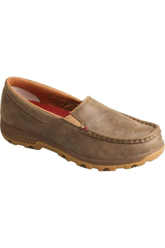 Women's Twisted X WXC0004 CellStretch Casual Slip On Driving Moc Bomber Full Grain Leather 9 W