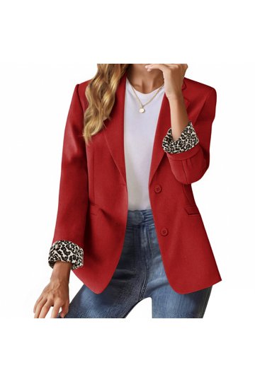 Veste Tailleur Femme Noir Et Imprimé Léopard - Marque R.J. & COMPANY - Taille 6 Petite - Occasion Très Bon état