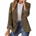 thumbnail image 1 of Women's Two Button Lapel Blazer, Long Sleeve Work Jacket with Pockets, Business Casual Office Wear, Leopard Print Lined Jacket, Structured Front Open Cardigan Bronze L, 1 of 7