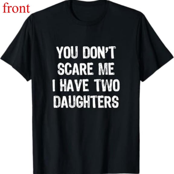 Women's Two Daughters Graphic Cotton T Shirt Casual Comfortable Short Sleeve Round Neck Top Black S-5XL