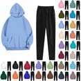 thumbnail image 1 of Women 2 Piece Outfit Sports Casual Long Pants Hooded Sweat Suits Sweatpants Set Long Sleeve Hooded Set With Pockets, 1 of 7