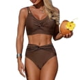 thumbnail image 1 of Women's Two Piece Drawstring Bikini Swimsuit High Waisted Push Up Cheeky Halter Adjustable Ruched Bottom Beach Swimwear, 1 of 6