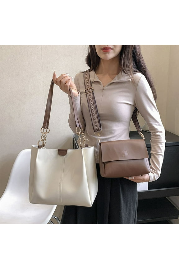 Women's Two Piece Handbag Set Large Capacity 11.8x9.8x3.9in Tote Shoulder Bag for Work Travel Shopping Dating, Stylish Multifunctional Bags for Wife Girl Office Party, Durable Synthetic