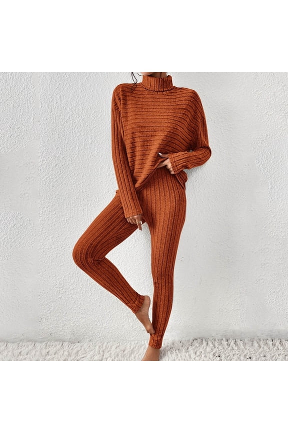 Women's Two Piece Knit Matching Outfits Crew Neck Slit Hem Tee And Pants Tracksuit Sets Dress Sexy Light Dress Pants Women Savor Petite Pants Suit for Women Womens Suits for Weddings Ladies Club Pants