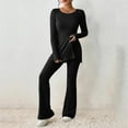 thumbnail image 1 of Women's Two Piece Knit Matching Outfits Crew Neck Slit Hem Tee And Pants Tracksuit Sets Fist Suit plus Size Pant Suit Woman All Outfits Prom Pants Suit for Women Dressy Pant Suits for A Wedding Snow, 1 of 3