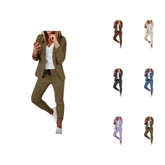 Women's Two Piece Lapels Suit Set Office Business Long Sleeve Jacket Pant Suit Slim Fit Trouser Jacket Suit Women'S Casual Pants