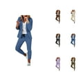 thumbnail image 1 of Women's Two Piece Lapels Suit Set Office Business Long Sleeve Jacket Pant Suit Slim Fit Trouser Jacket Suit Women Summer Pants, 1 of 7