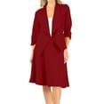 thumbnail image 1 of Women's Two-Piece Suit Set ? 3/4 Sleeve Fitted Blazer and Midi Skirt, 1 of 5