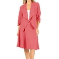 thumbnail image 1 of Women's Two-Piece Suit Set ? 3/4 Sleeve Fitted Blazer and Midi Skirt, 1 of 5