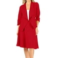 thumbnail image 1 of Women's Two-Piece Suit Set ? 3/4 Sleeve Fitted Blazer and Midi Skirt, 1 of 5
