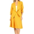 thumbnail image 1 of Women's Two-Piece Suit Set ? 3/4 Sleeve Fitted Blazer and Midi Skirt, 1 of 5
