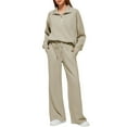 thumbnail image 1 of Women’s Two Piece Lounge Set Long Sleeve Half Zip Pullover Sweatshirt and Wide Leg Drawstring Pants Comfortable Outfit, 1 of 2