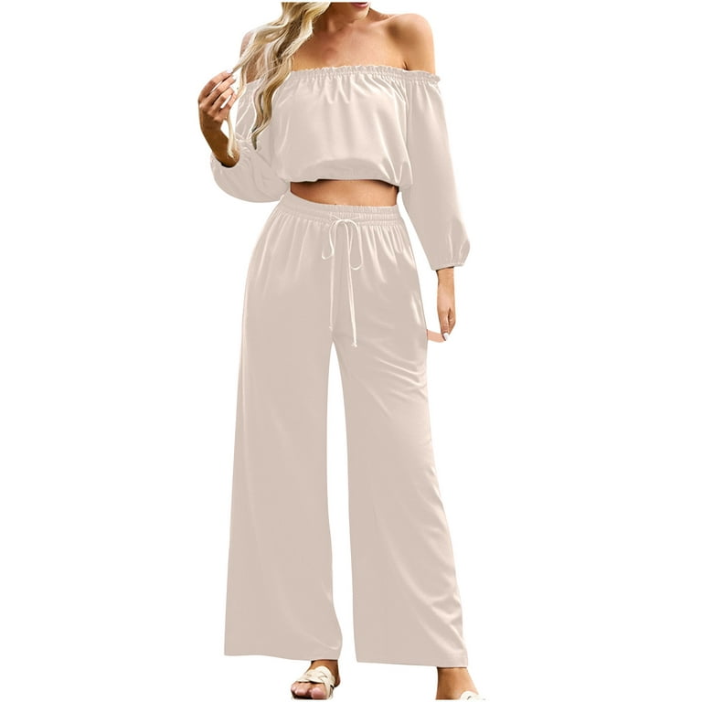 2023 Outfits Spring Outfit off The Shoulder Crop Top Two Piece