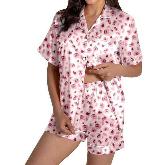 Women's Two Piece Outfits For Women Short Sleeve V Neck Shorts Set