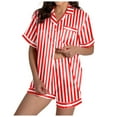 thumbnail image 1 of Women's Two Piece Outfits For Women Short Sleeve V Neck Shorts Set, 1 of 2