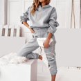 thumbnail image 1 of Women's Two Piece Outfits Matching Sets Long Sleeve Pullover Tops And Wide Leg Pants Tracksuit Sets Workout Bottoms for Women Formal Dresses with Pants Pant Suit Women Dressy Formal Juniors Pant Suits, 1 of 7