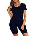 thumbnail image 1 of Women's Two Piece Outfits Short Sleeve Tops Pants Biker Shorts Running Yoga Sets, 1 of 5
