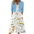 thumbnail image 1 of Women's Two Piece Outfits Sleeveless Floral Print Long Dress with Cardigan Loose Casual Crewneck Flowy Maxi Dress, 1 of 8