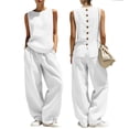 thumbnail image 1 of Women's Two Piece Outfits Summer Sleeveless Tops Wide Leg Pants Vacation Matching Set, 1 of 8