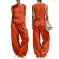 thumbnail image 1 of Women's Two Piece Outfits Summer Sleeveless Tops Wide Leg Pants Vacation Matching Set, 1 of 8