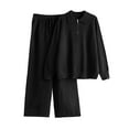 thumbnail image 1 of Women's Two Piece Outfits Sweater Lounge Sets 1/4 Zipper Long Sleeve Knit Pullover Wide Leg Pants Winter Clothes, Free Size, 1 of 3