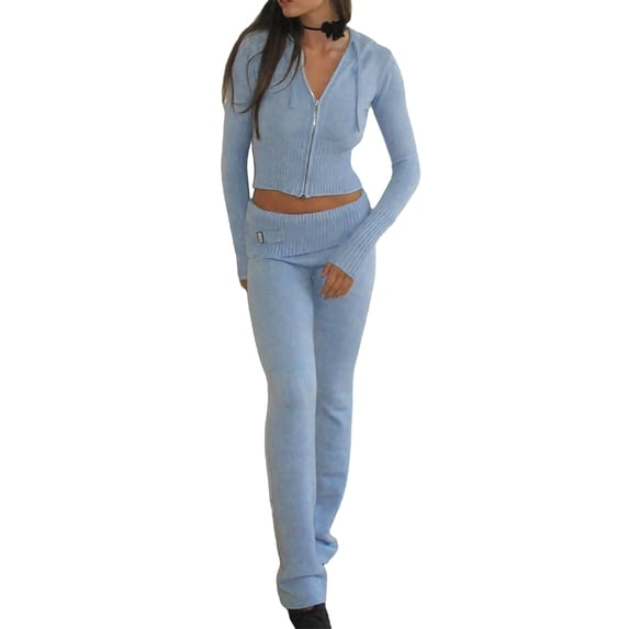 Women's Two Piece Outfits Sweater Sets Long Sleeve Pullover and Drawstring Pants Lounge Sets