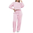 thumbnail image 1 of Women's Two Piece Outfits Sweatshirt Set Casual Round Neck Long Sleeve Fall Sweatpants Tracksuit Lounge Sets ( S ), 1 of 8