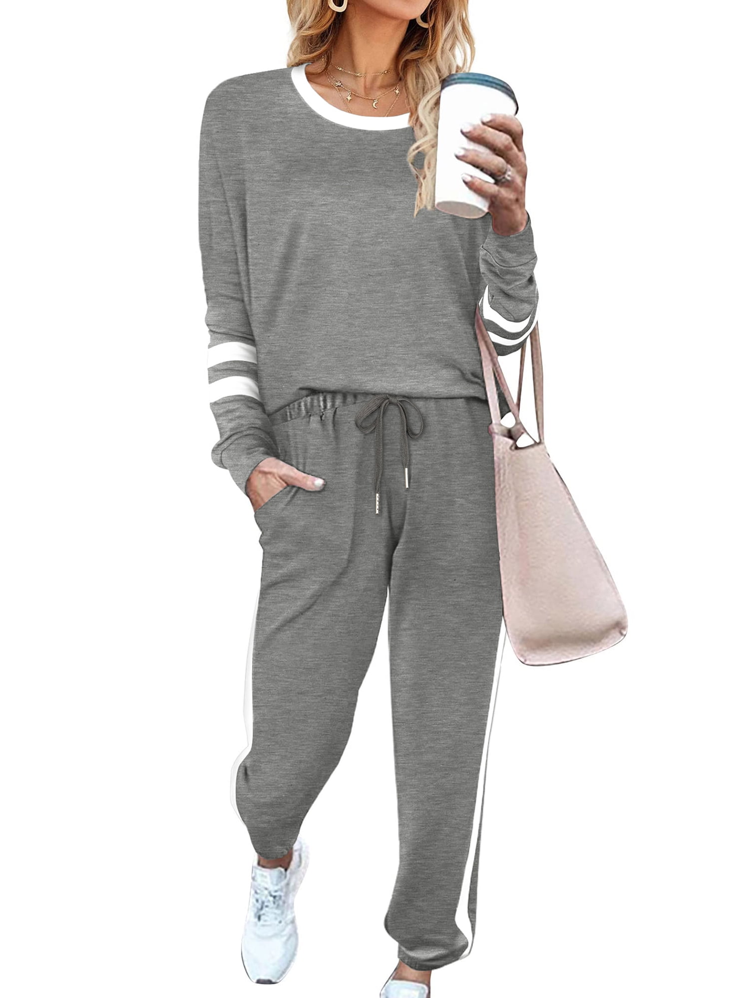 Women's Two Piece Outfits Sweatsuit Sets Long Sleeve Pullover and