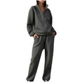 thumbnail image 1 of Women's Two Piece Outfits Sweatsuit Sets Oversized Hooded Sweatshirt Sweatpants Tracksuit Matching Loungewear Set New Womens Fall Outfits Dark Gray S, 1 of 5