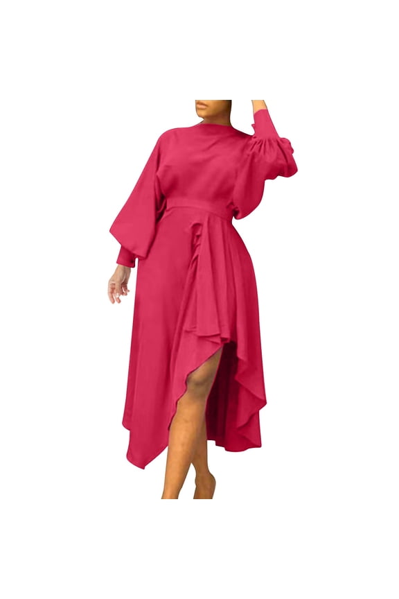 Women's Two-Piece Pant Suit Set, Formal Wide Leg Pants with Irregular Hem Top for Wedding Guest and Daily Wear