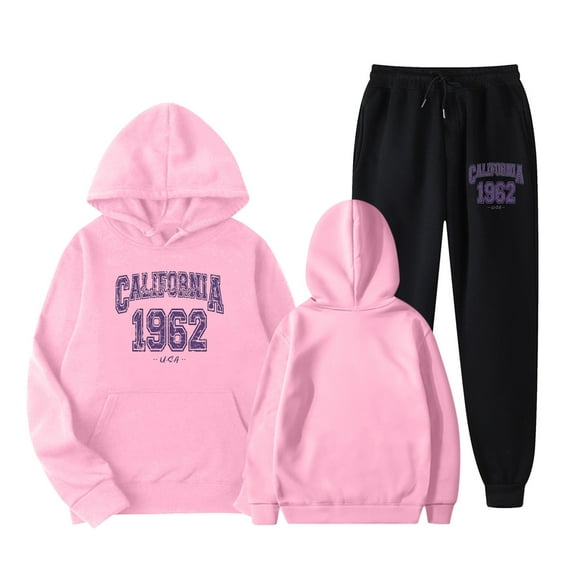 Women's Two Piece Pants Set With Cute English Print Long Sleeve Hooded Sweatshirt Thin Hoodie Women Thick Zippe Hoodie Women Sweatshirts for Women Full Zip Winter Long Sweaters Women Ladies Sweatshirt