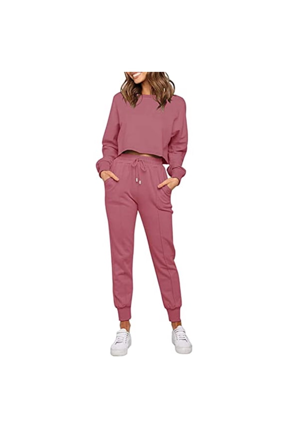 Women's Two Piece Set Of Gradient Solid Color O Neck Long Sleeve Sports Set Womens Suits Bridal Romper Yoga Pants Suit Woman Petite Pantsuit Wide Leg Rompers for Women Womens Winter Set Winter Gear