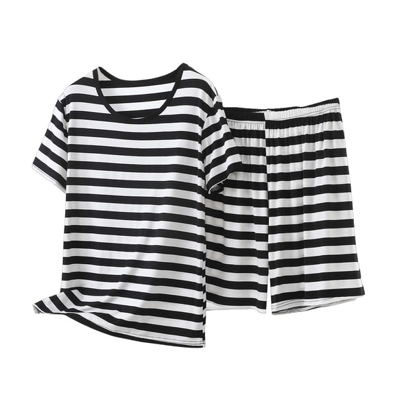 Women's Two Piece Set Plus Size Crew Neck Short Sleeve Tees Elastic Waist Shorts Casual Comfy Loose Home Wear (5XL, White)