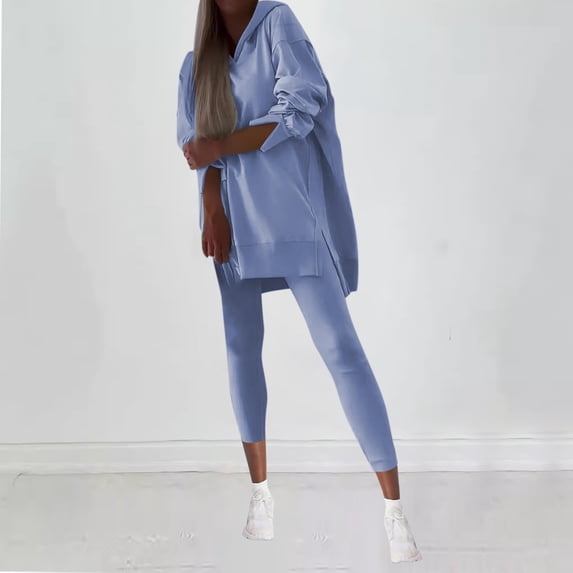 Women's Two-Piece Set Round Neck Long Sleeved Casual Leggings Fashionable Breathable Lightweight Two-piece Set for Women