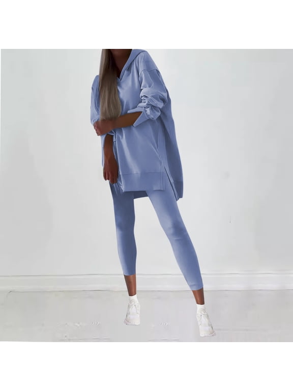 Women's Two-Piece Set Round Neck Long Sleeved Casual Leggings Fashionable Breathable Lightweight Two-piece Set for Women
