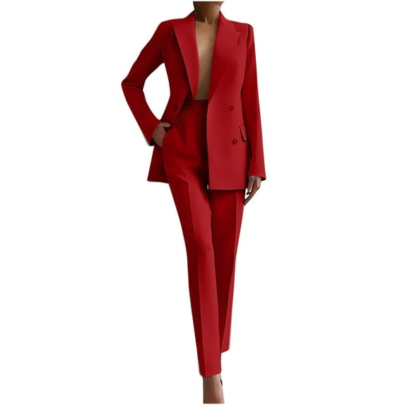 Women's Two Piece Sets Casual Blazers Jackets and Straight Leg Pants Suits Dressy Business Casual Outfits Professional Blazer Pantsuits Elegant Business Office Work Suit