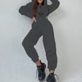 thumbnail image 1 of Women's Two Piece Sets Casual Hoodie Zipper Drawstring Outerwear And Elastic Pencil Pants Fall Winter Tracksuit plus Size Pant Suits for Women Dressy Woman Pants Suits Formal plus Size Rompers And, 1 of 7