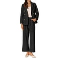 thumbnail image 1 of Women's Two Piece Sets Dressy Business Work Office Casual Outfits Blazer Pantsuits Sets L Black, 1 of 6