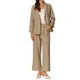thumbnail image 1 of Women's Two Piece Sets Dressy Business Work Office Casual Outfits Blazer Pantsuits Sets XS Khaki, 1 of 6