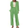 thumbnail image 1 of Women's Two Piece Sets Pants Suits Dressy Business Casual Outfits Professional Blazer Pantsuits Set Work Office Green S, 1 of 6