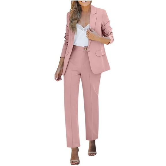 Women's Two Piece Sets Pants Suits Dressy Business Casual Outfits Professional Blazer Pantsuits Set Work Office