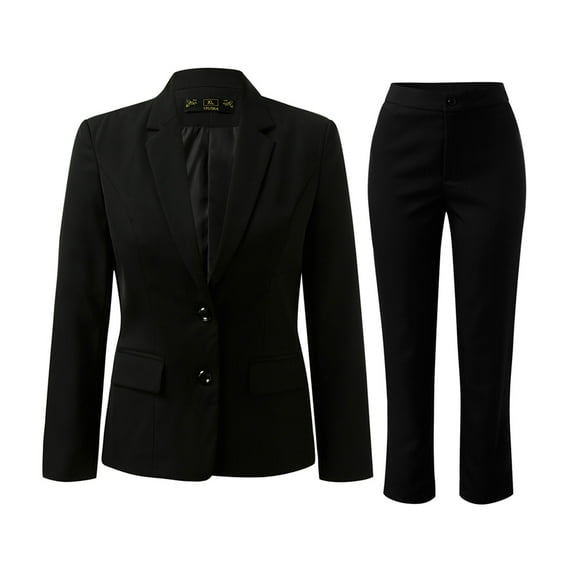Youmylove Women's Two Piece Suit Lightweight Temperament Commuting Lady 2 Button Business Work Office Slim Fit Jacket Pants Set