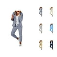 thumbnail image 1 of Women's Two Piece Suit Set Office Business Long Sleeve Jacket Pant Suit Slim Fit Trouser Jacket Suit Capris For Women Casual Summer For Work, 1 of 7
