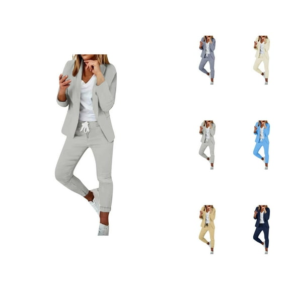 Women's Two Piece Suit Set Office Business Long Sleeve Jacket Pant Suit Slim Fit Trouser Jacket Suit Women'S Casual Pants